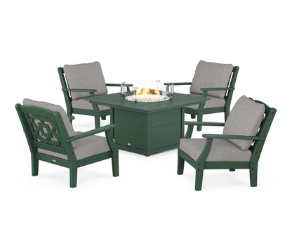 Chinoiserie 5-Piece Deep Seating Set with Fire Pit Table