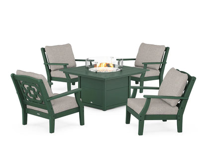 Chinoiserie 5-Piece Deep Seating Set with Fire Pit Table