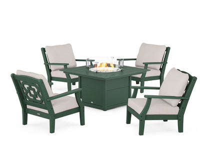 Chinoiserie 5-Piece Deep Seating Set with Fire Pit Table