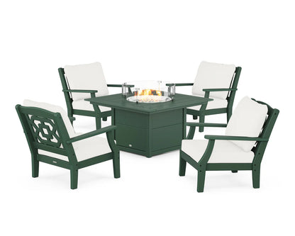 Chinoiserie 5-Piece Deep Seating Set with Fire Pit Table