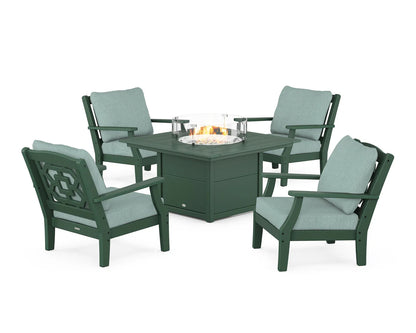 Chinoiserie 5-Piece Deep Seating Set with Fire Pit Table
