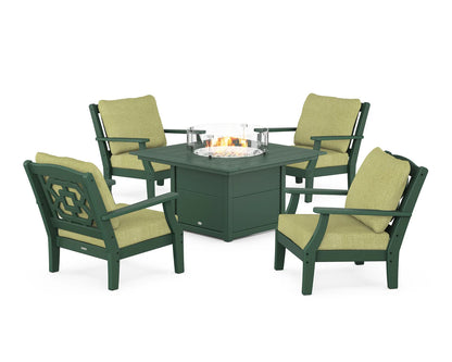Chinoiserie 5-Piece Deep Seating Set with Fire Pit Table