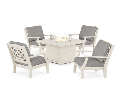 Chinoiserie 5-Piece Deep Seating Set with Fire Pit Table