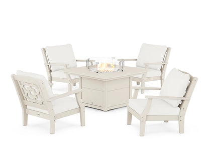 Chinoiserie 5-Piece Deep Seating Set with Fire Pit Table