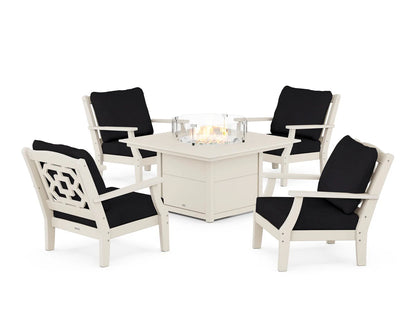 Chinoiserie 5-Piece Deep Seating Set with Fire Pit Table