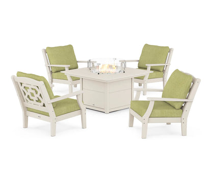 Chinoiserie 5-Piece Deep Seating Set with Fire Pit Table