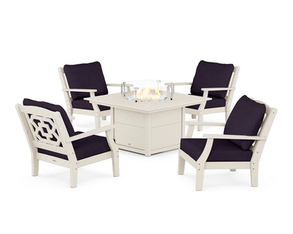 Chinoiserie 5-Piece Deep Seating Set with Fire Pit Table