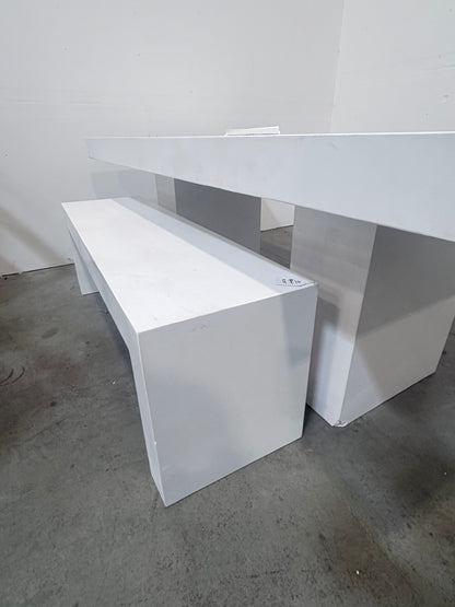 White concret table with bench
