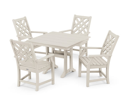 Country Living Wovendale 5-Piece Farmhouse Dining Set with Trestle Legs in Sand