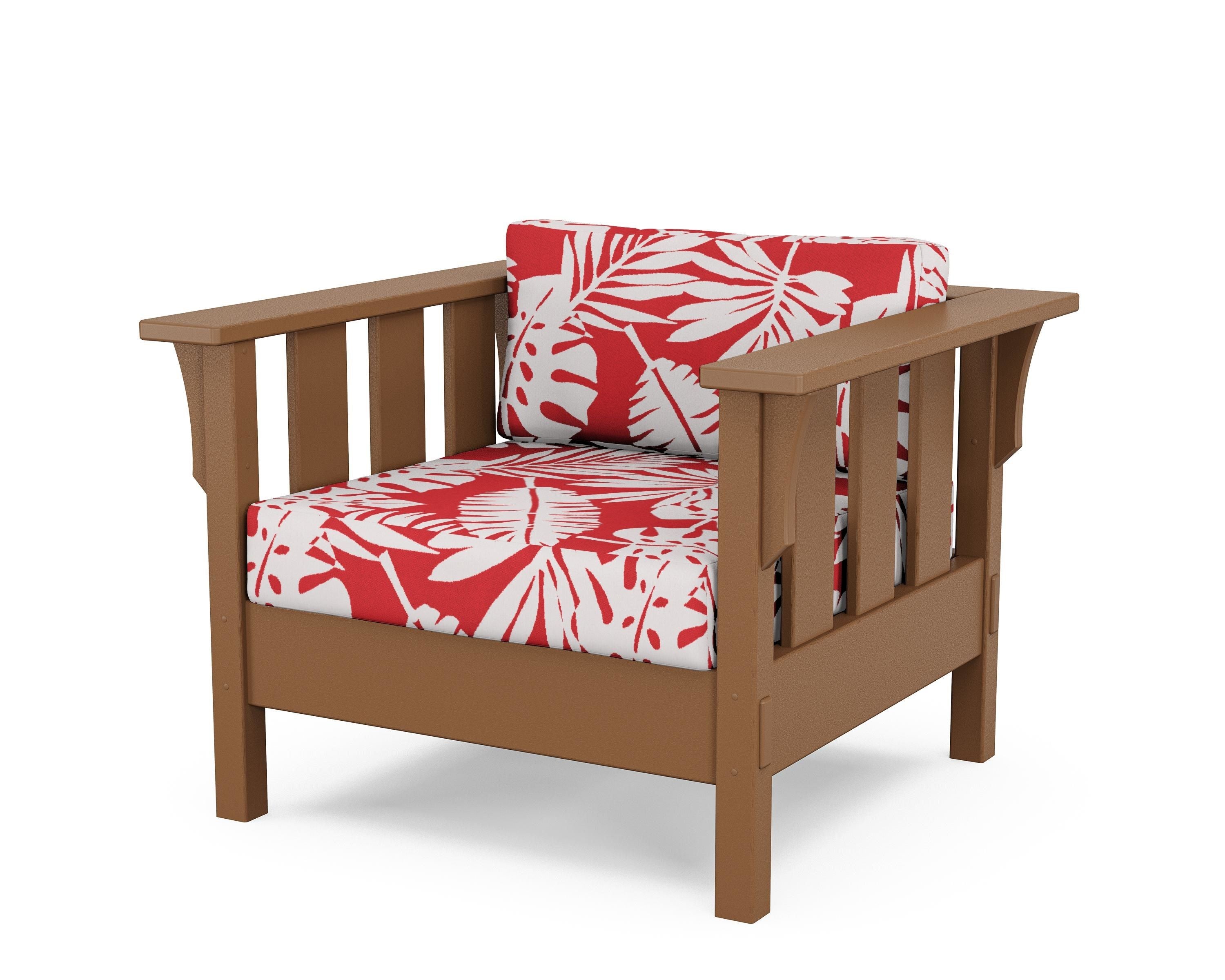Martha Stewart by POLYWOOD® Acadia Deep Seating Chair in Teak / Leaf Crimson