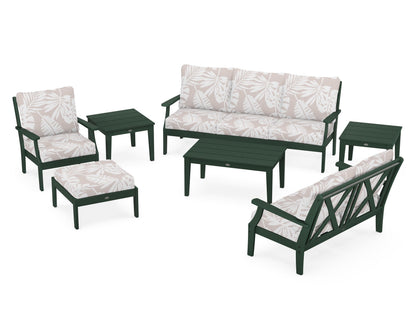 POLYWOOD® Braxton 7-Piece Deep Seating Set in Green / Leaf Dune Burlap