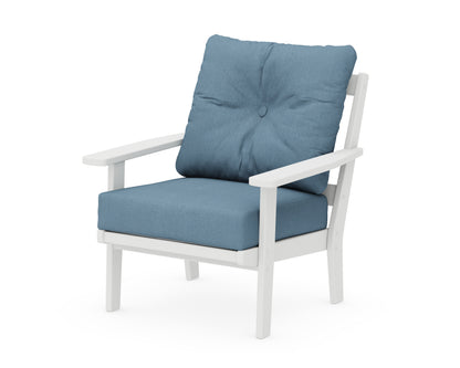 POLYWOOD® Oxford Deep Seating Chair in White / Sky Blue