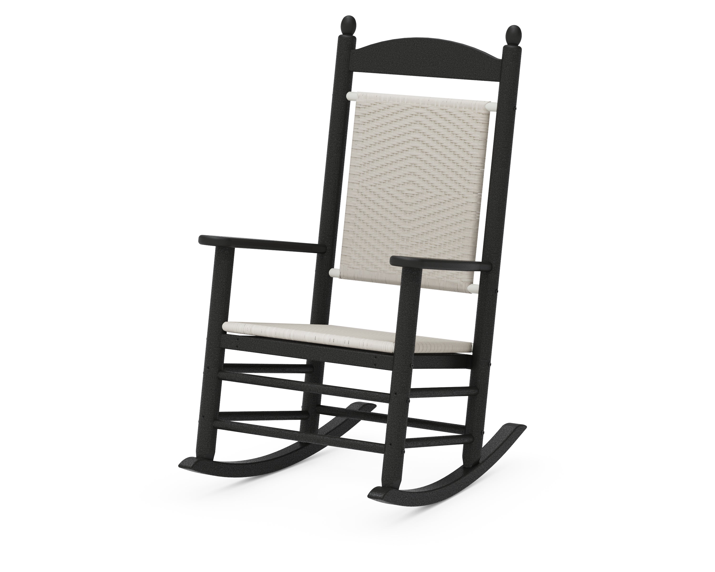 POLYWOOD® Jefferson Woven Rocking Chair in Black / White Loom