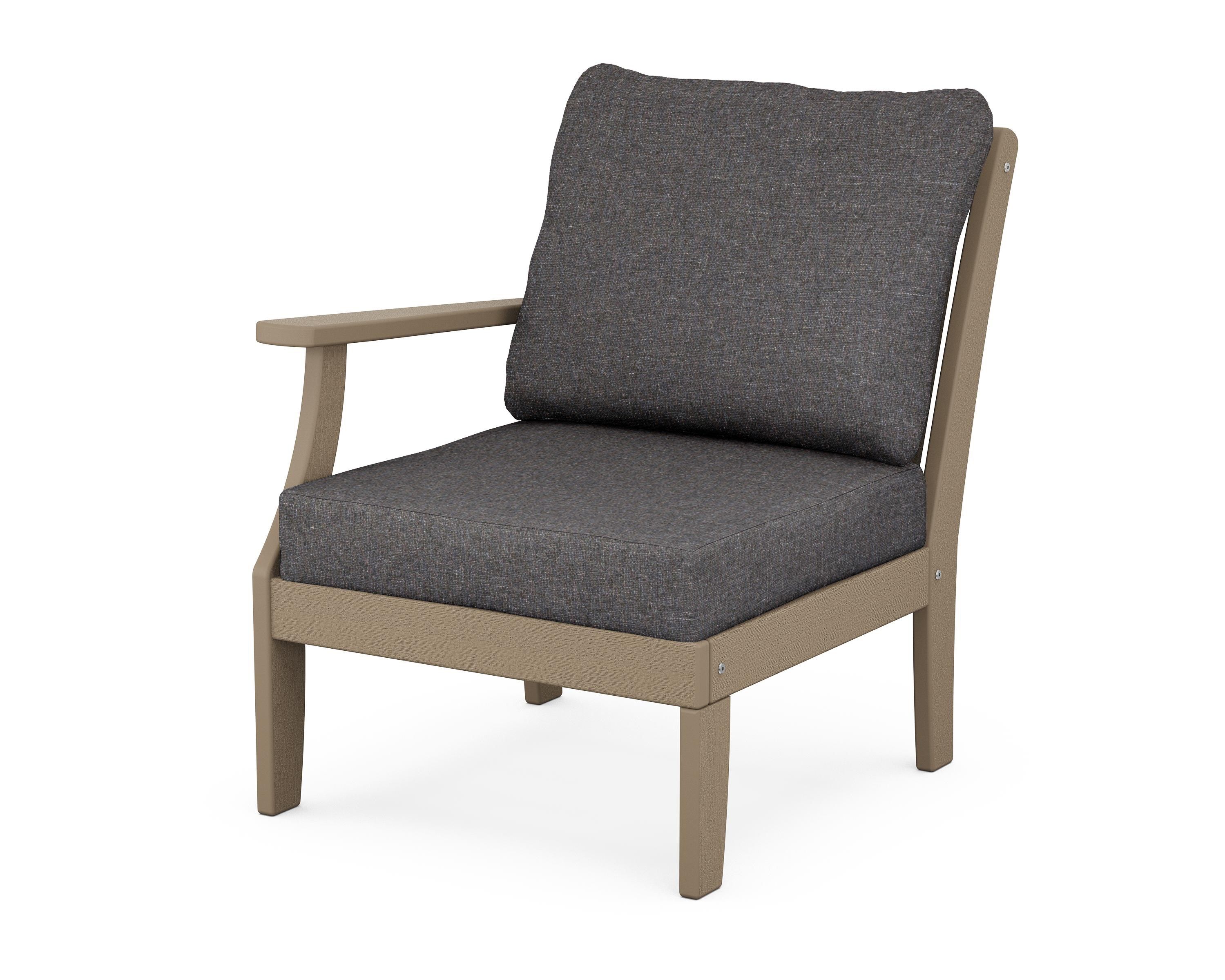 POLYWOOD® Braxton Modular Left Arm Chair in Vintage Sahara / Ash Charcoal