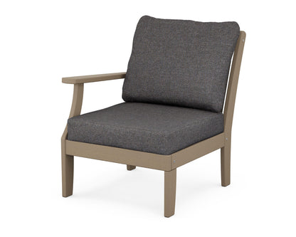 POLYWOOD® Braxton Modular Left Arm Chair in Vintage Sahara / Ash Charcoal