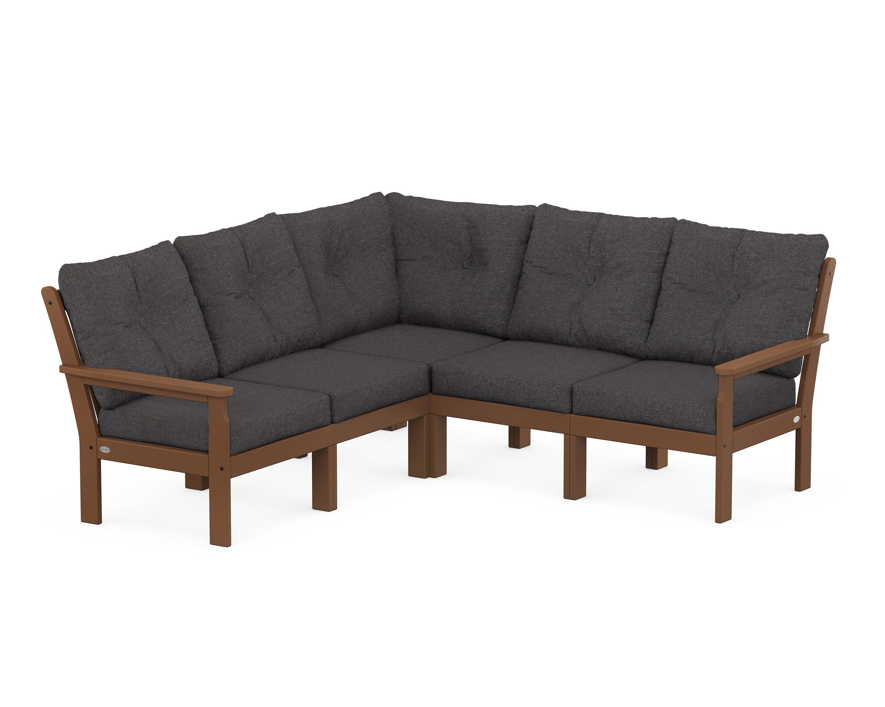 POLYWOOD® Vineyard 5-Piece Sectional in Teak / Ash Charcoal