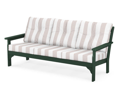 POLYWOOD® Vineyard Deep Seating Sofa in Green / Cabana Stripe Dune Burlap