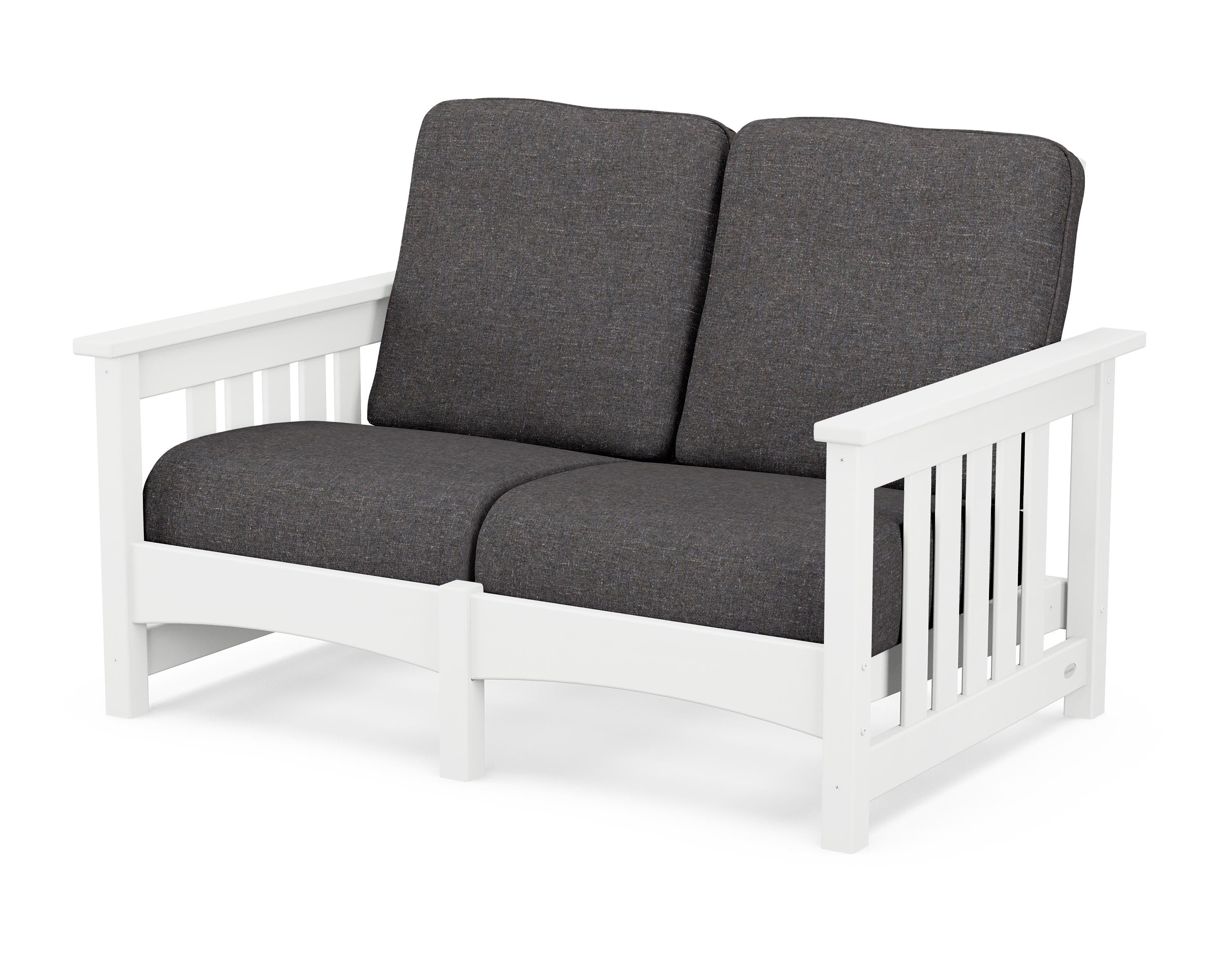 POLYWOOD® Club Mission Loveseat in White / Ash Charcoal