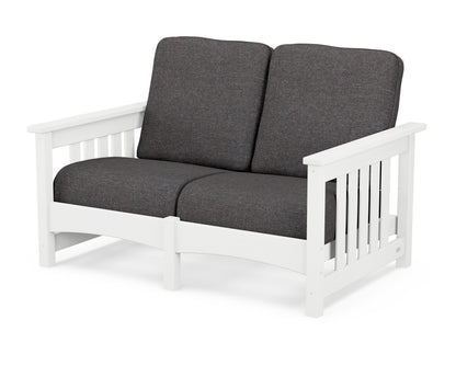 POLYWOOD® Club Mission Loveseat in White / Ash Charcoal