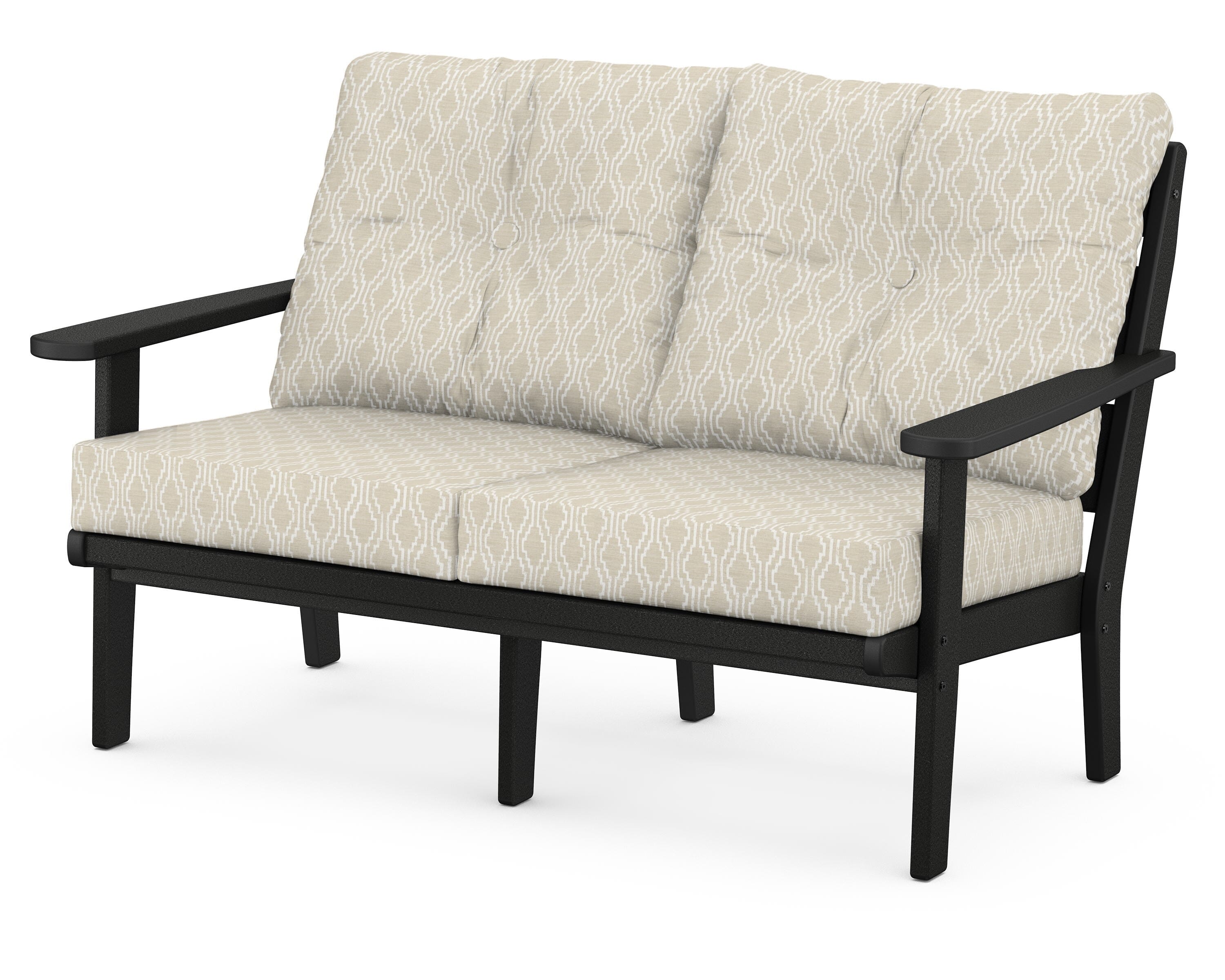 POLYWOOD® Lakeside Deep Seating Loveseat in Black / Solve Linen