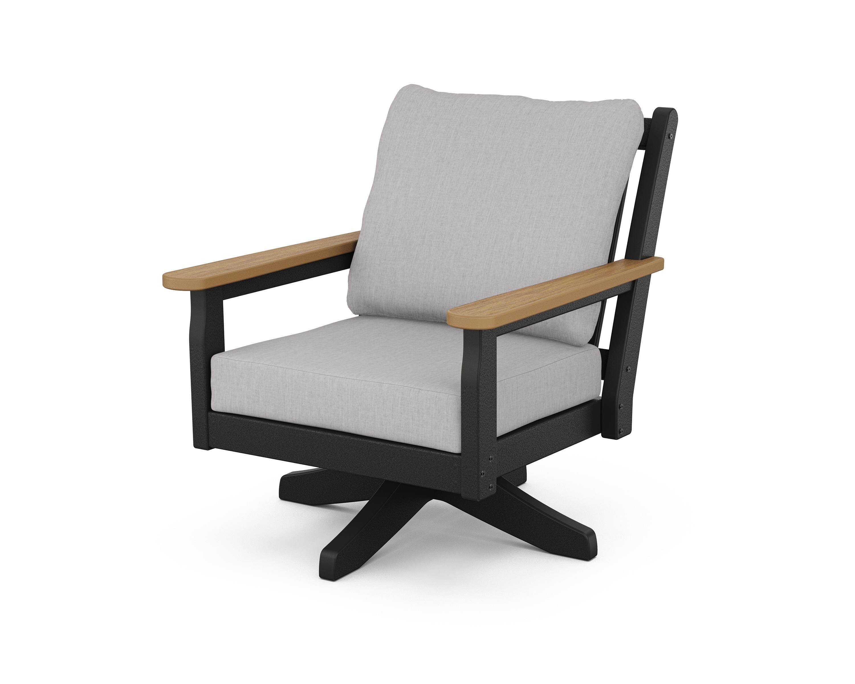 POLYWOOD® Chippendale Deep Seating Swivel Chair in Black / Natural / Granite