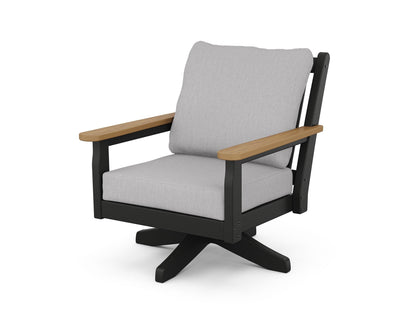 Chippendale Deep Seating Swivel Chair - Black
