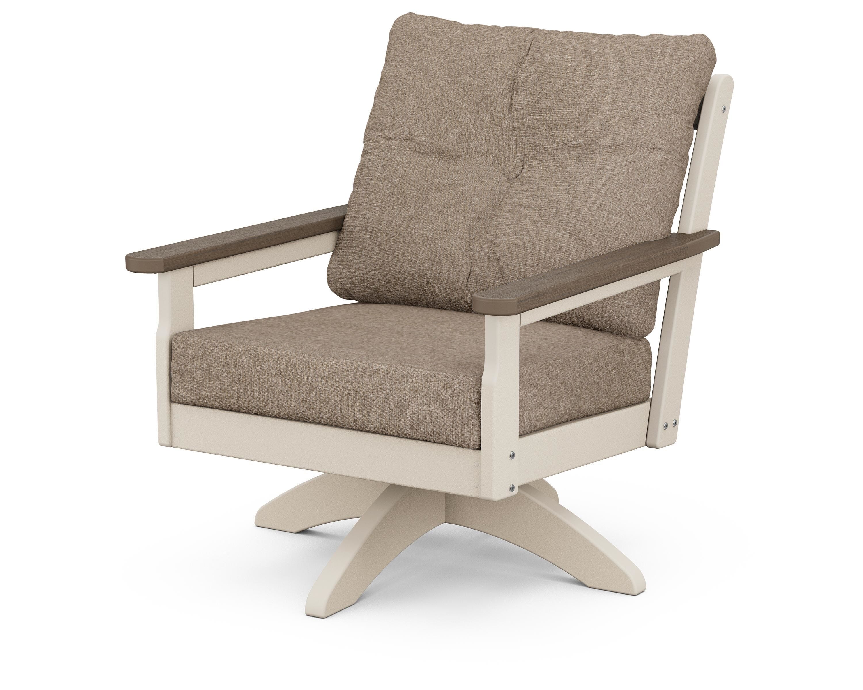 POLYWOOD® Vineyard Deep Seating Swivel Chair in Sand / Kona / Spiced Burlap