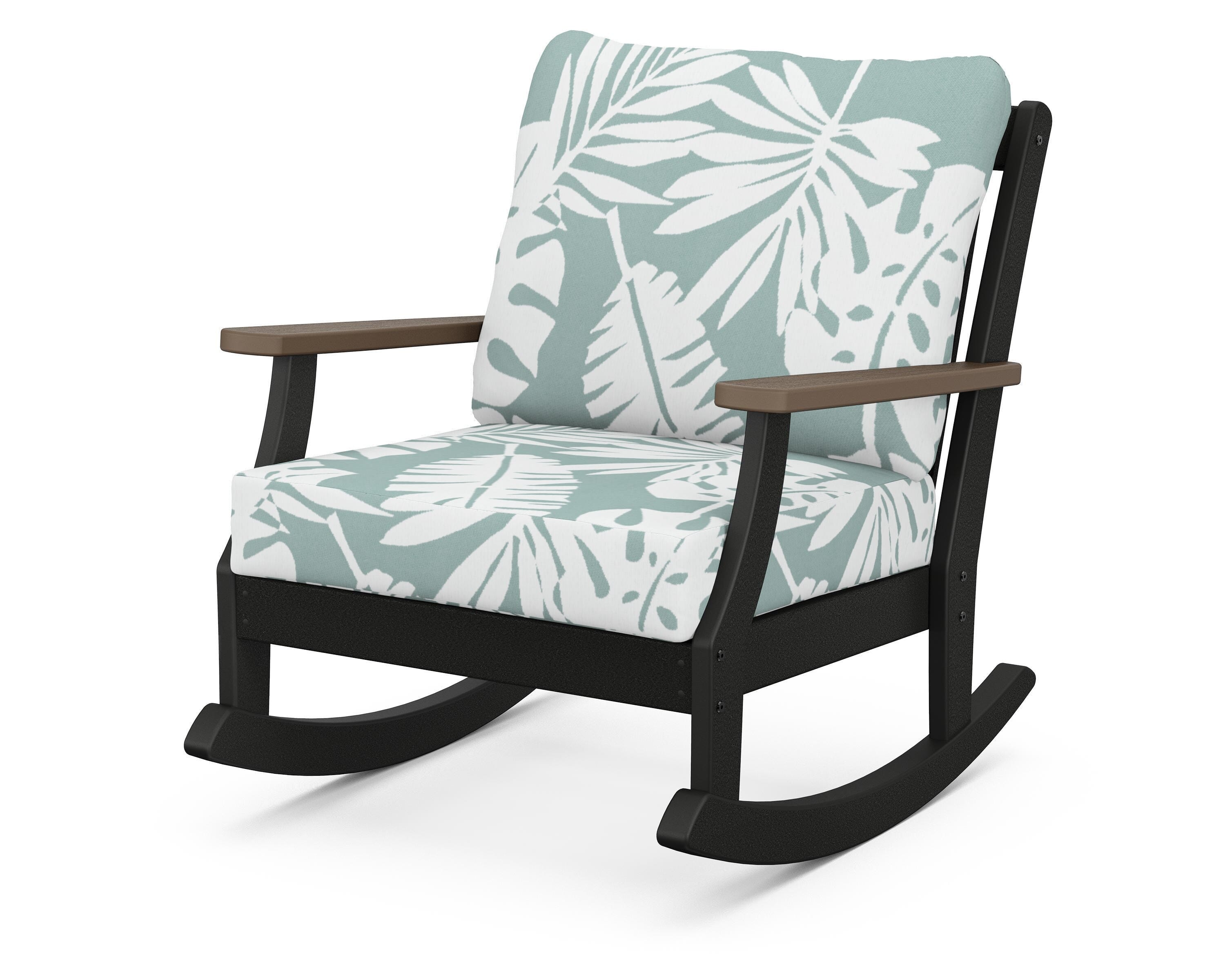 POLYWOOD® Braxton Deep Seating Rocking Chair in Black / Kona / Leaf Glacier Spa