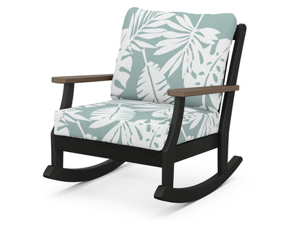 POLYWOOD® Braxton Deep Seating Rocking Chair in Black / Kona / Leaf Glacier Spa