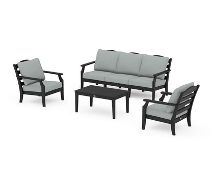 Draper James™ by  POLYWOOD® Savannah 4-Piece Deep Seating Set with Sofa in Black / Spa