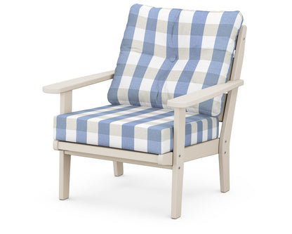 POLYWOOD® Lakeside Deep Seating Chair in Sand / Buffalo Plaid Sky Blue