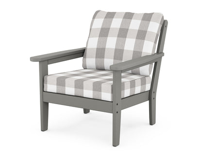 Country Living Cottage Deep Seating Chair in Slate Grey / Buffalo Plaid Grey Mist