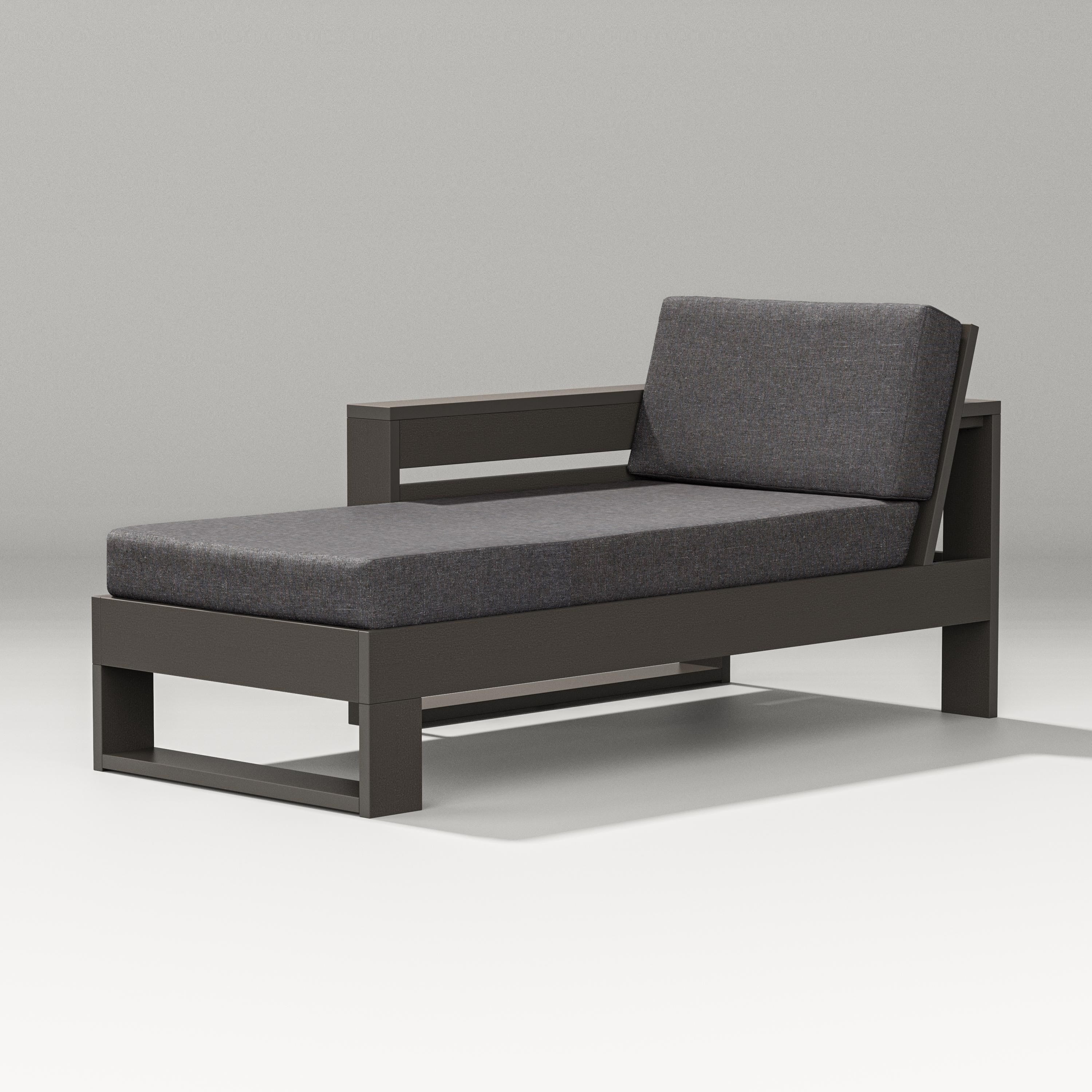 PW Designer Series Latitude Modular Left Arm Chaise in Vintage Coffee / Ash Charcoal
