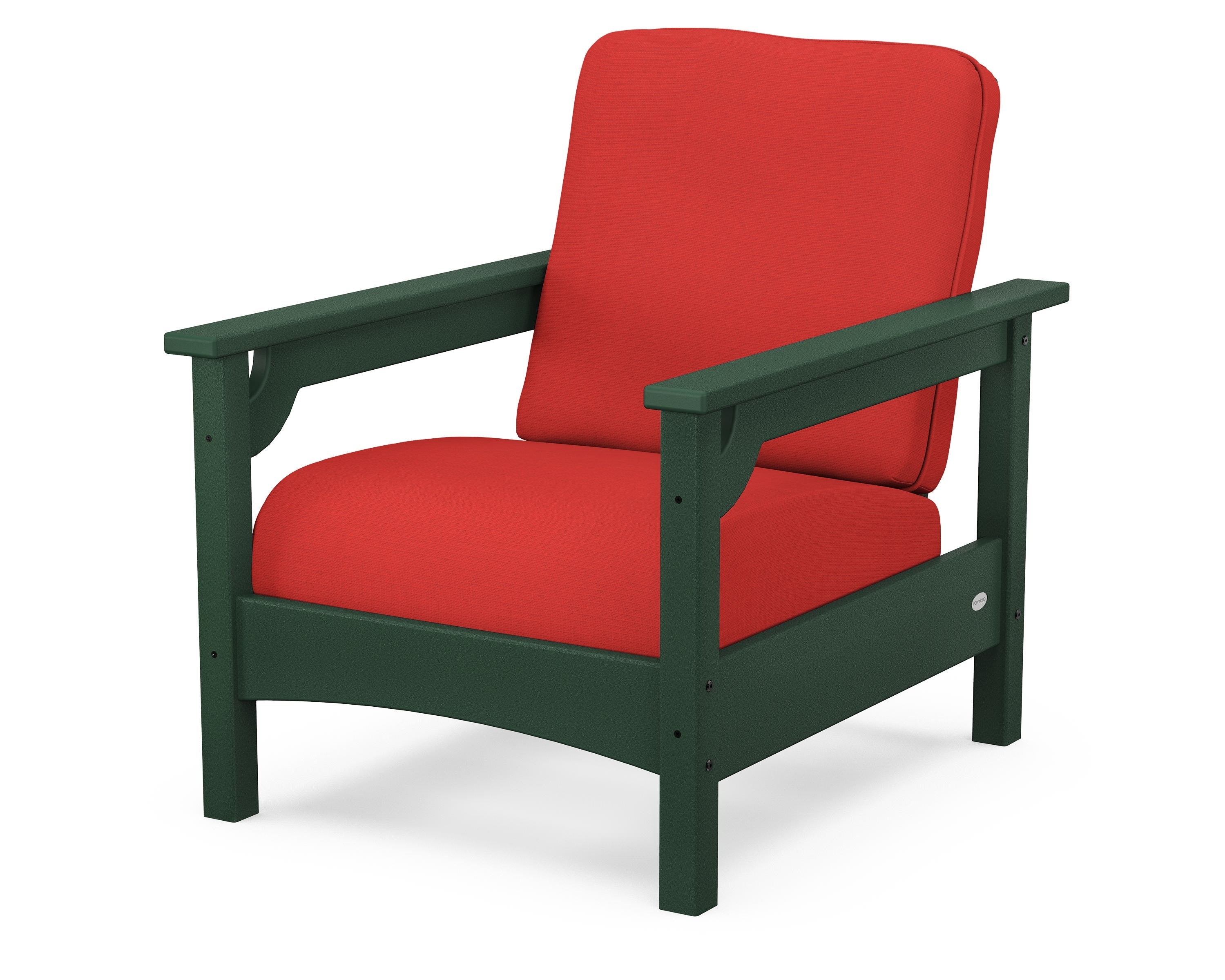 POLYWOOD® Club Chair in Green / Crimson Linen