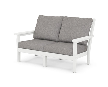 POLYWOOD® Chippendale Deep Seating Loveseat in White / Grey Mist