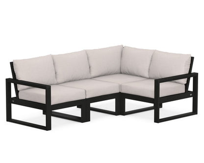 POLYWOOD® EDGE 4-Piece Modular Deep Seating Set in Black / Dune Burlap