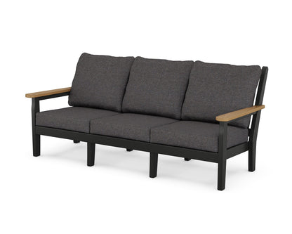 POLYWOOD® Chippendale Deep Seating Sofa in Black / Natural / Ash Charcoal