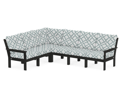POLYWOOD® Vineyard 6-Piece Sectional in Black / Trellis Glacier Spa