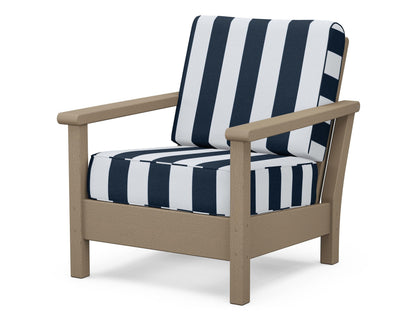 POLYWOOD® Harbour Deep Seating Chair in Vintage Sahara / Cabana Stripe Marine Indigo