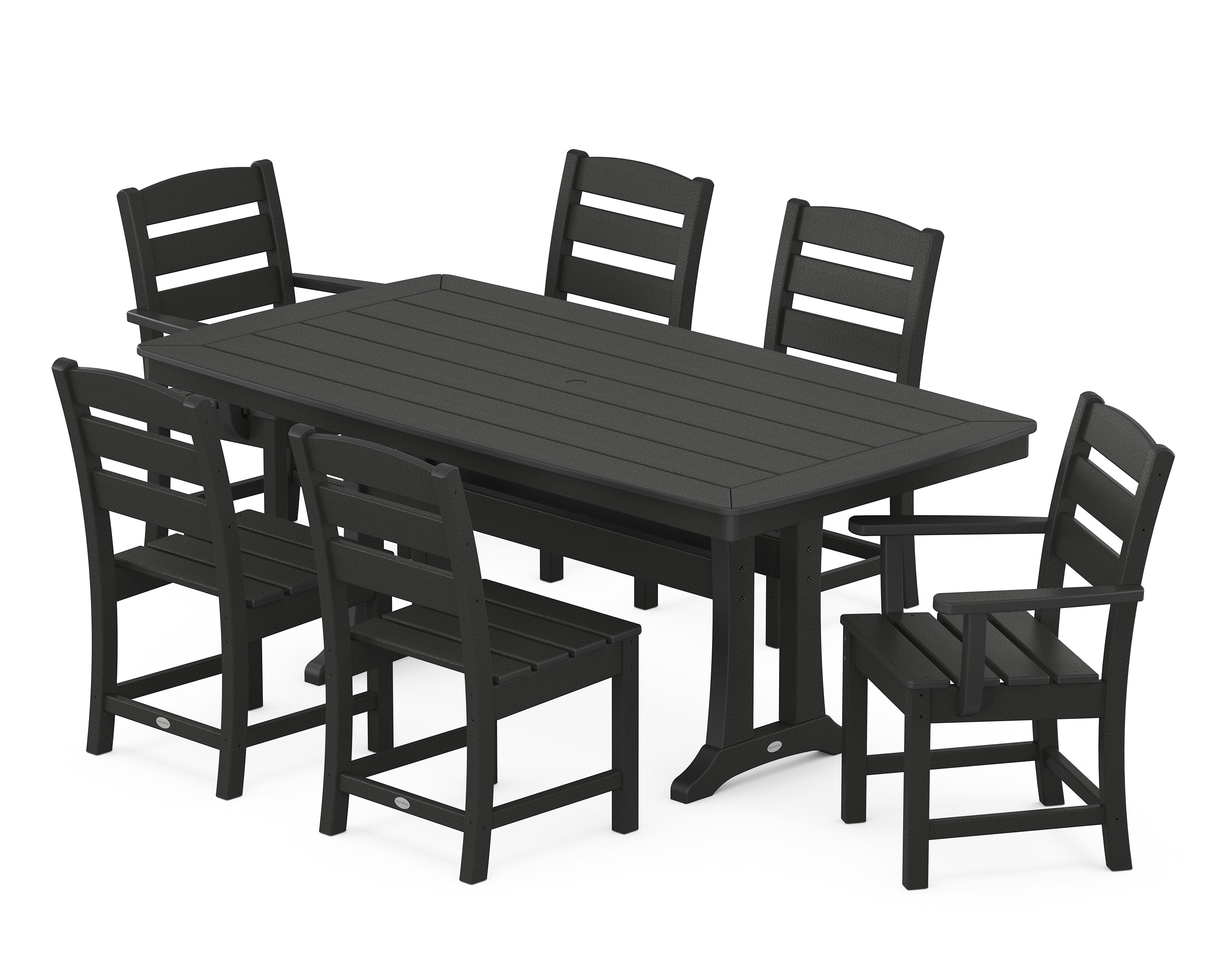 POLYWOOD® Lakeside 7-Piece Dining Set with Trestle Legs in Black