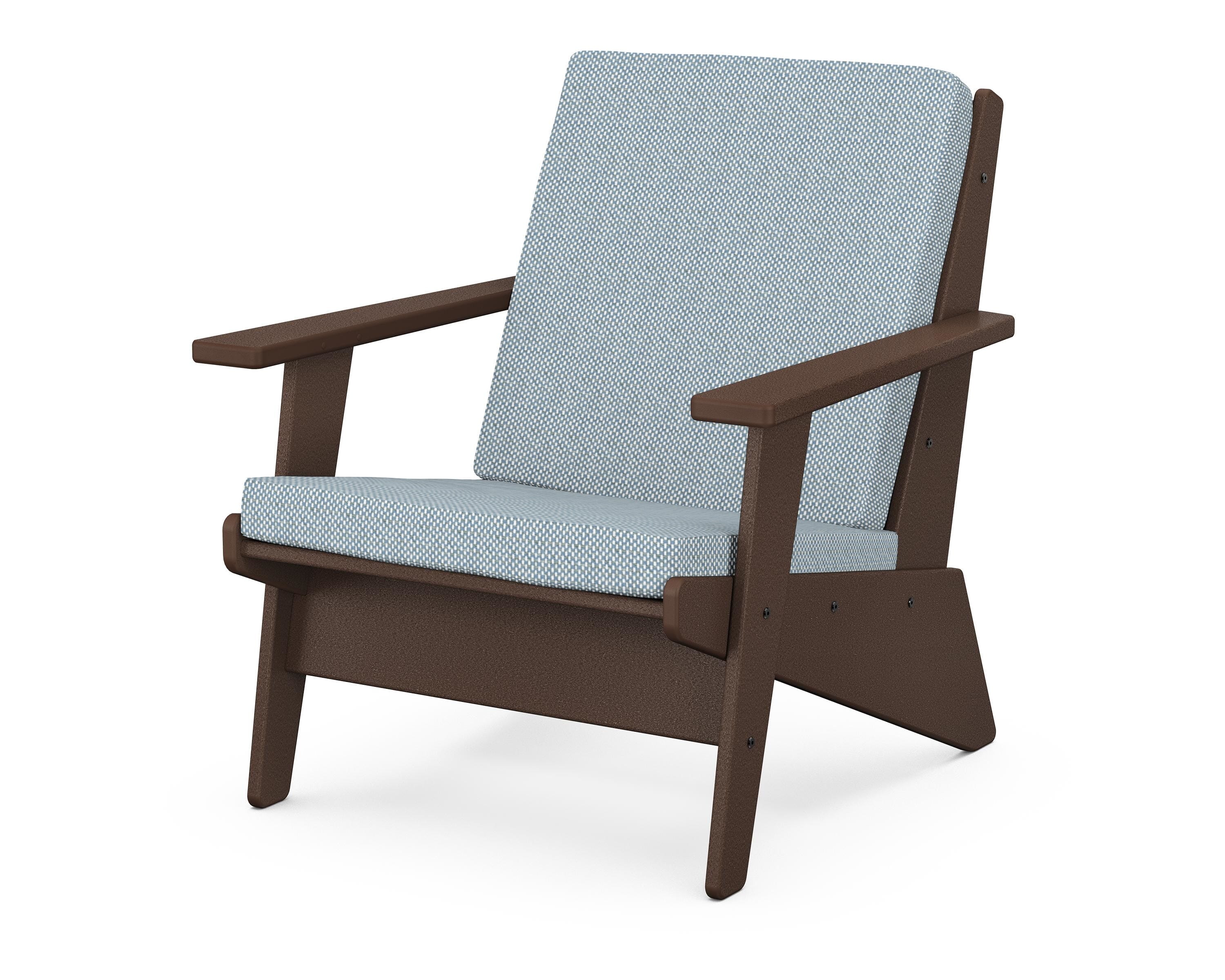 POLYWOOD® Riviera Modern Lounge Chair in Mahogany / Exhale Sky