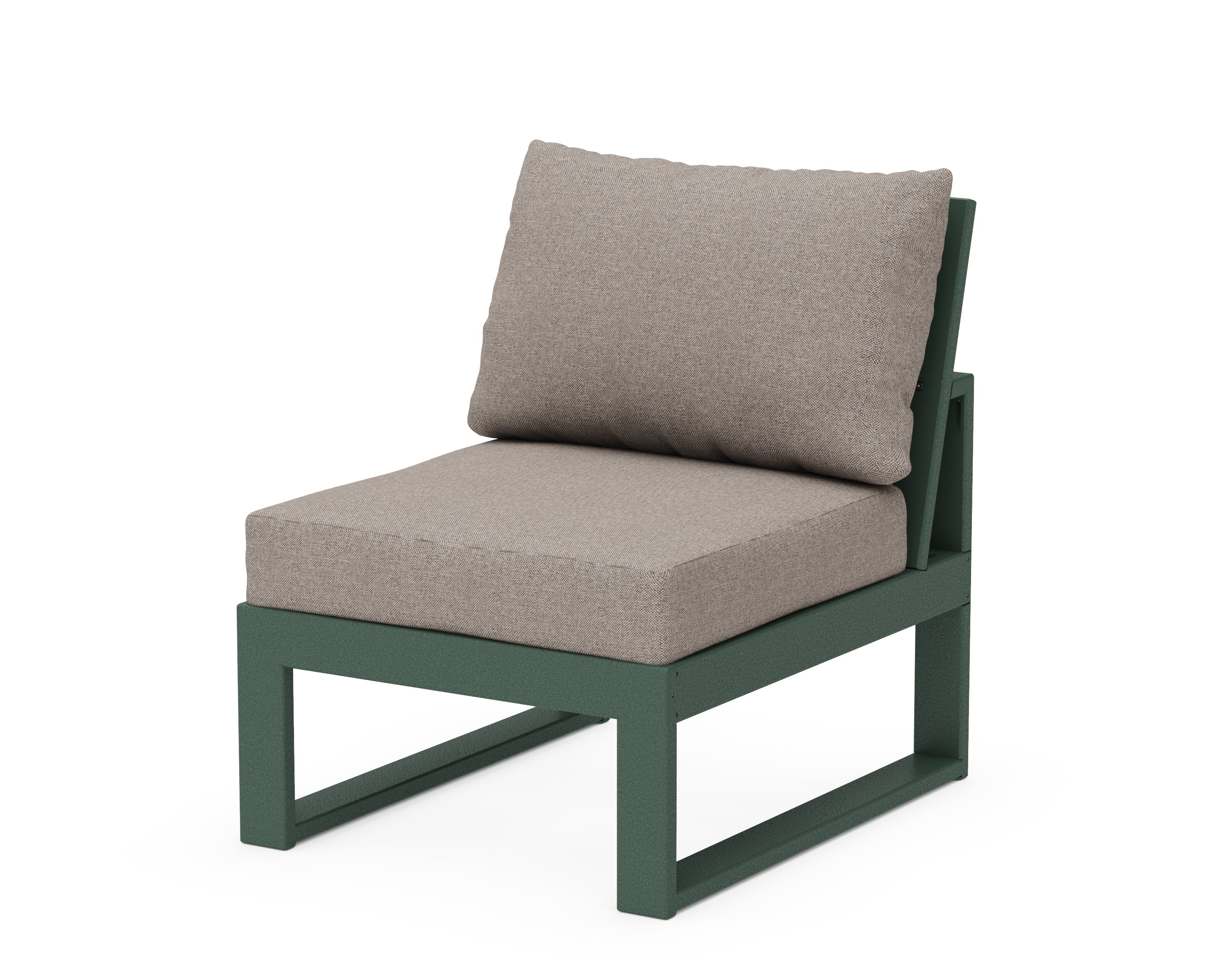 Unbranded Modular Armless Chair in Green / Weathered Tweed