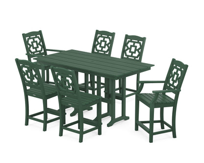 Martha Stewart by POLYWOOD® Chinoiserie 7-Piece Farmhouse Counter Set in Green