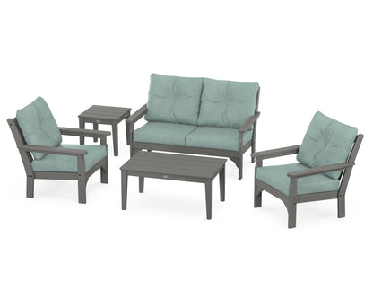 POLYWOOD® Vineyard 5-Piece Deep Seating Set in Slate Grey / Glacier Spa