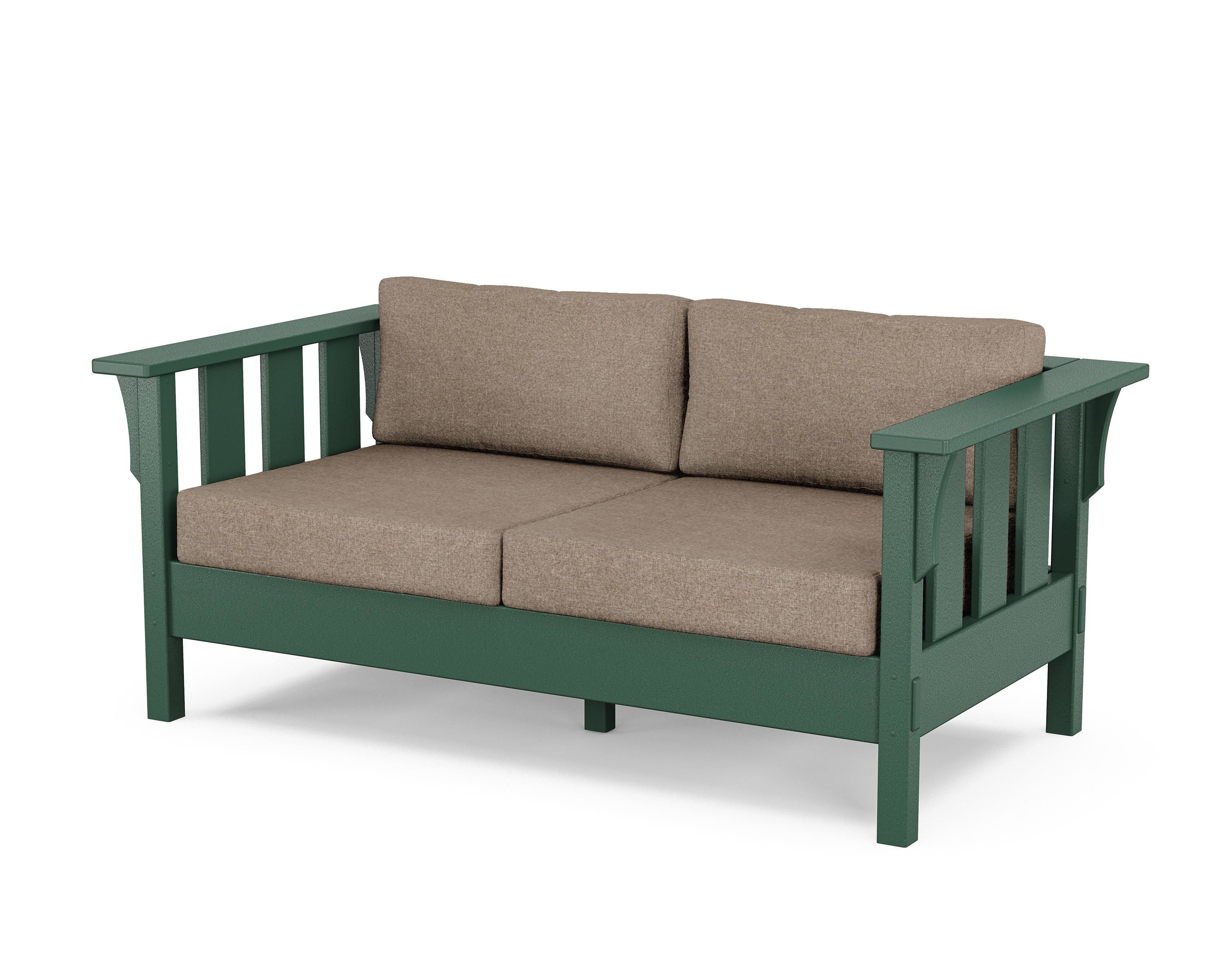 Martha Stewart by POLYWOOD® Acadia Deep Seating Loveseat in Green / Spiced Burlap