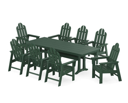 POLYWOOD® Long Island 9-Piece Farmhouse Dining Set with Trestle Legs in Green