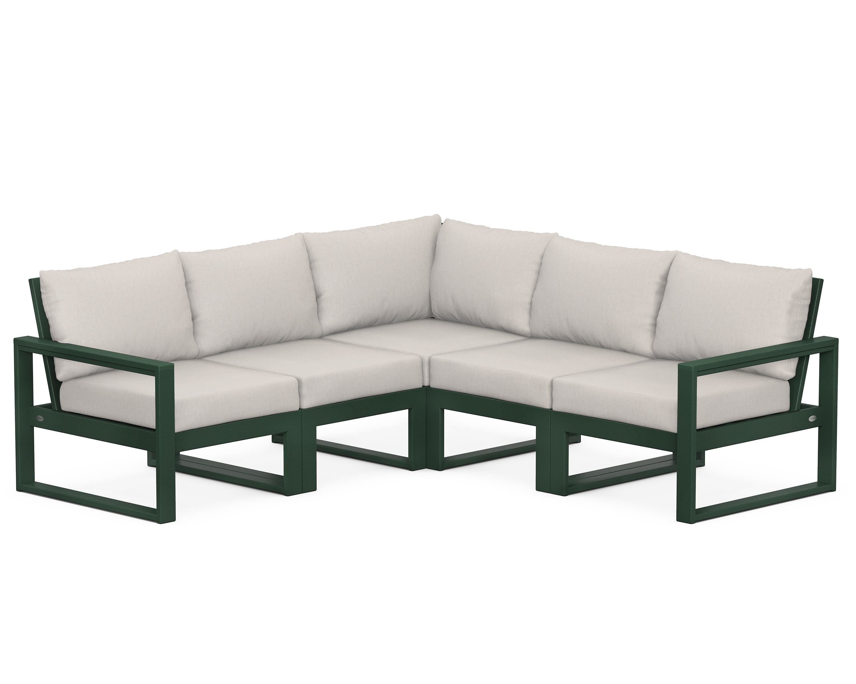 POLYWOOD® EDGE 5-Piece Modular Deep Seating Set in Green / Cast Ash