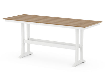 POLYWOOD® Farmhouse Trestle 38" x 96" Bar Table in White / Natural
