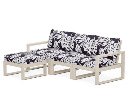 POLYWOOD® EDGE 4-Piece Modular Deep Seating Set with Ottoman in Sand / Leaf Navy