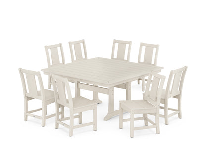 POLYWOOD® Prairie Side Chair 9-Piece Square Dining Set with Trestle Legs in Sand